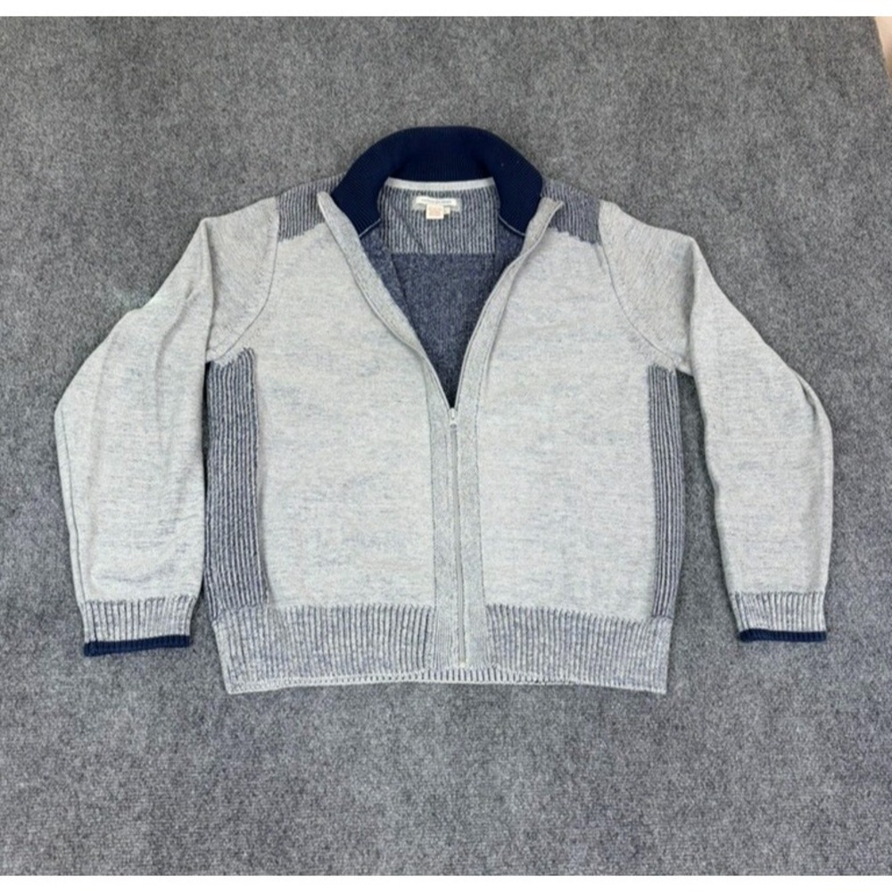Carbon 2 Cobalt Full Zip Knit Sweater Cardigan Jacket Men Gray Navy Blue Size‎ L
